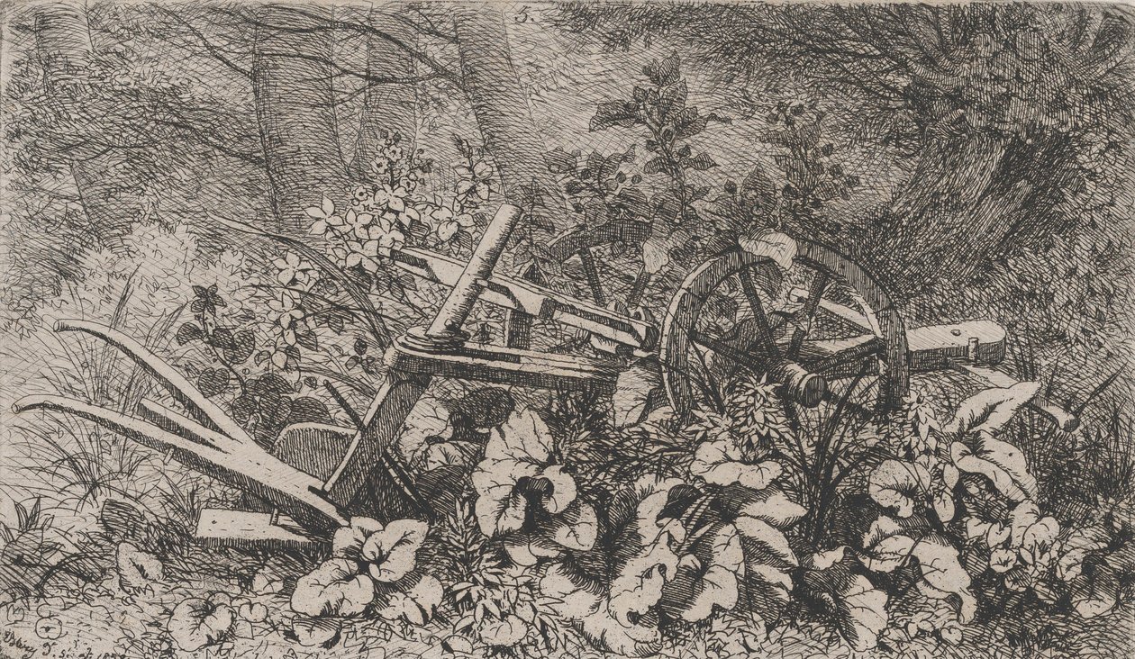 Ploven med burreplanter, 1858. af Eugene Bléry