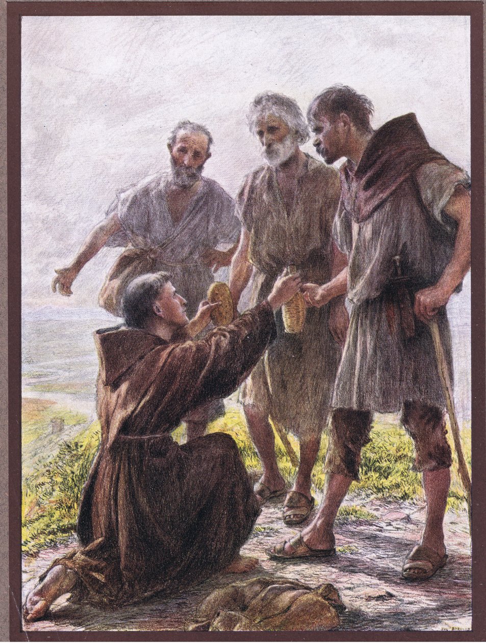 Friar Angel and the three brigands, 1919 af Eugene Burnand