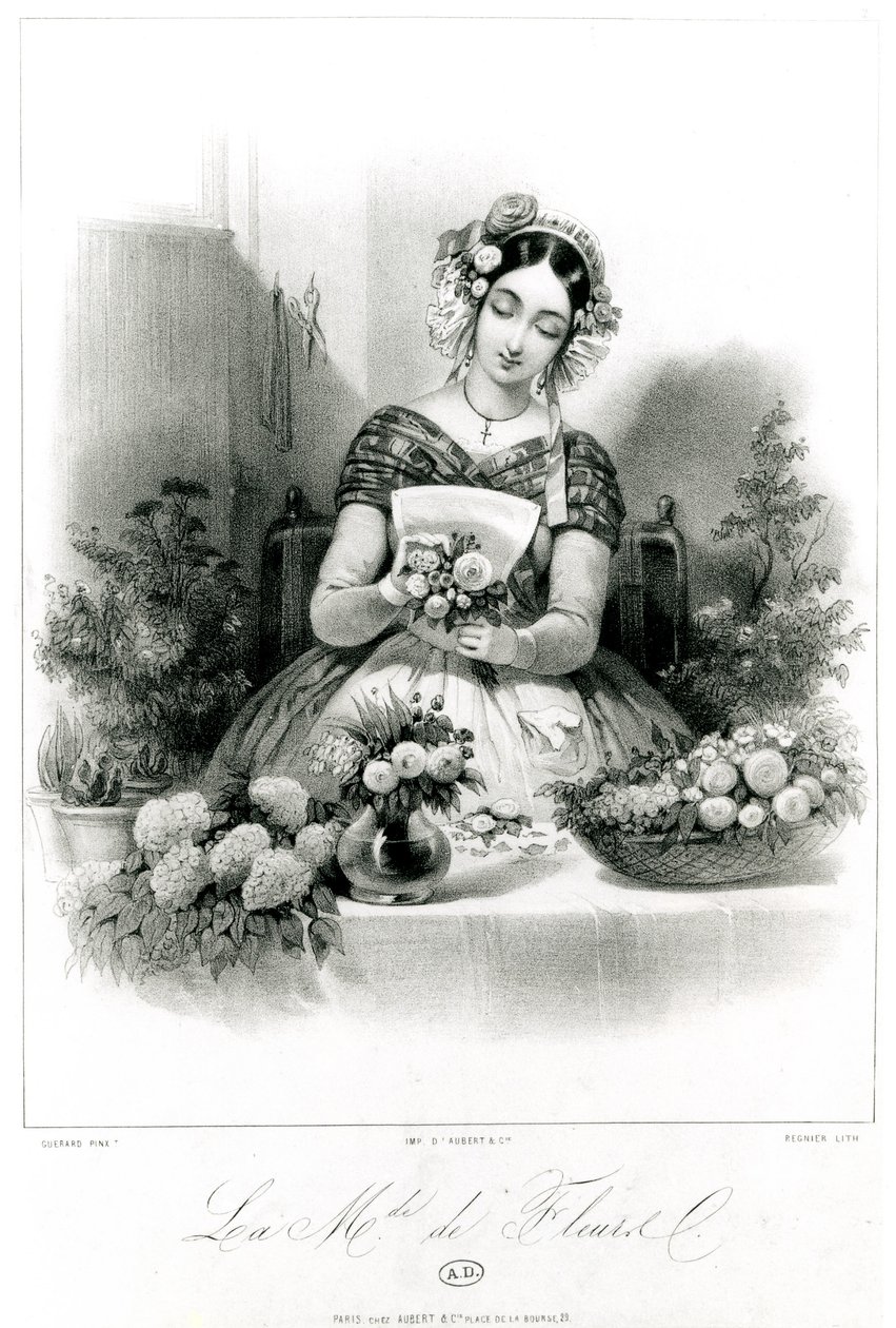 Blomstersælgeren, ca. 1840 af Eugene Charles Francois Guerard