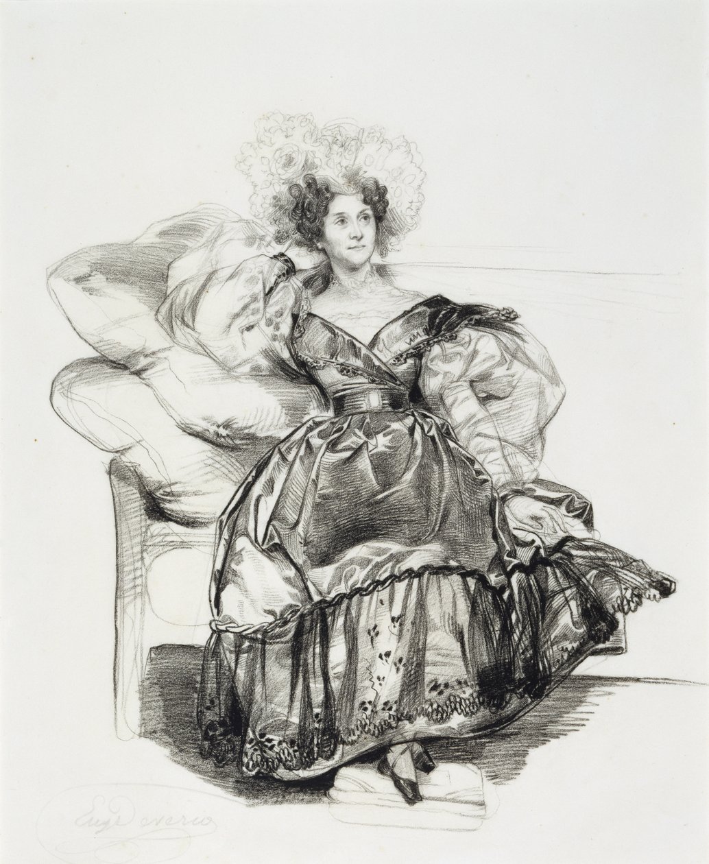 Studie for Mme. Jules-Antoine Droz af Eugene Deveria