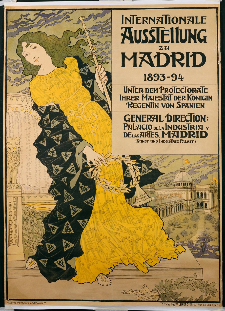 Plakatreklame "International udstilling i Madrid", 1893 af Eugene Grasset