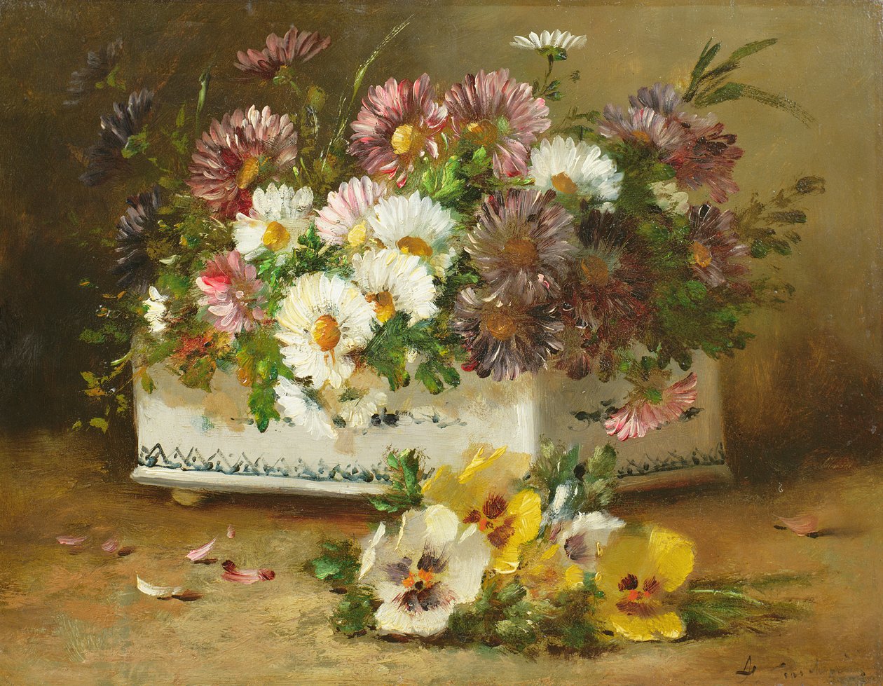 Stilleben af blomster af Eugene Henri Cauchois
