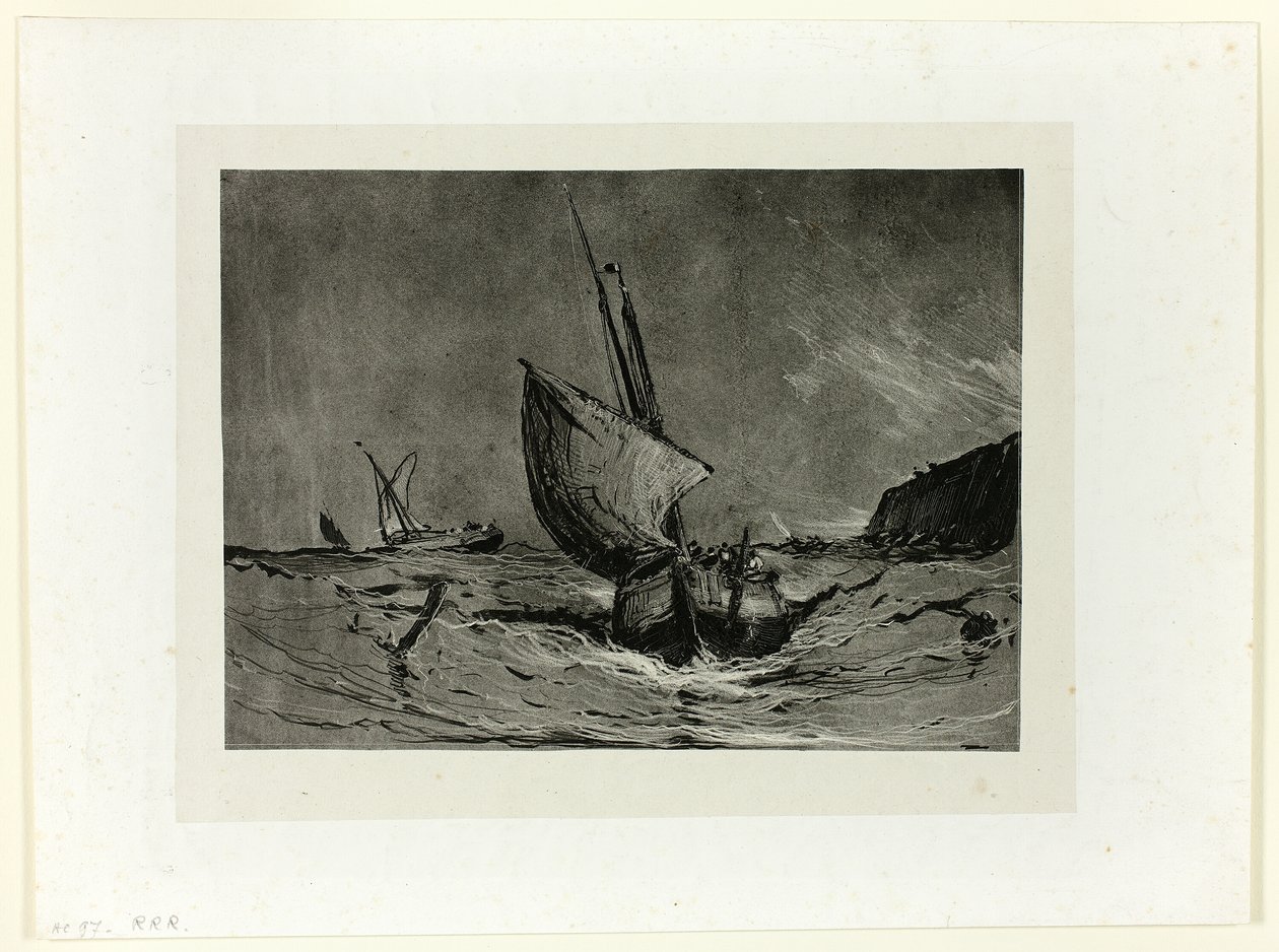 Fiskebåd i stormvejr af Eugene Isabey