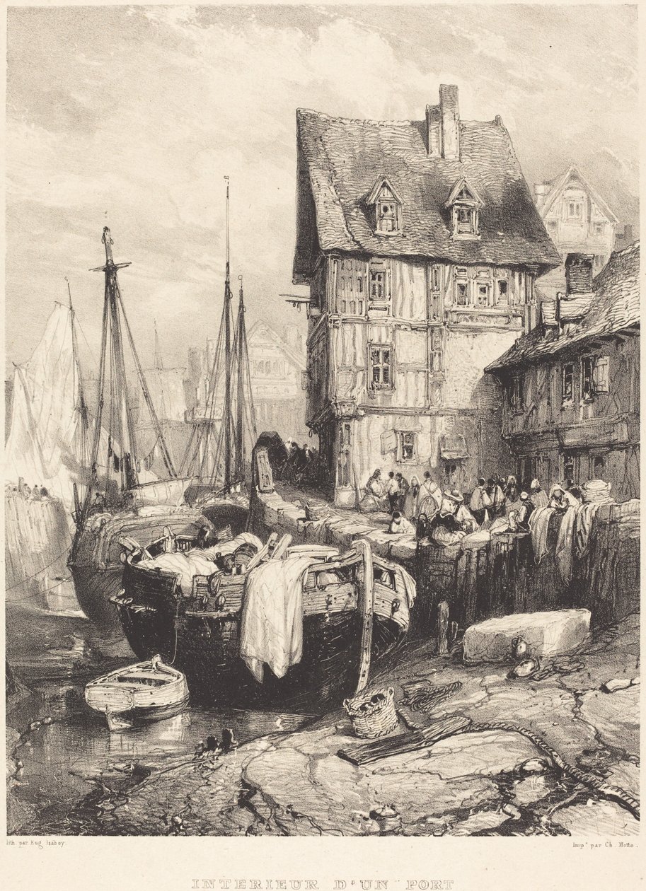 Indersiden af ​​en havn af Eugene Isabey