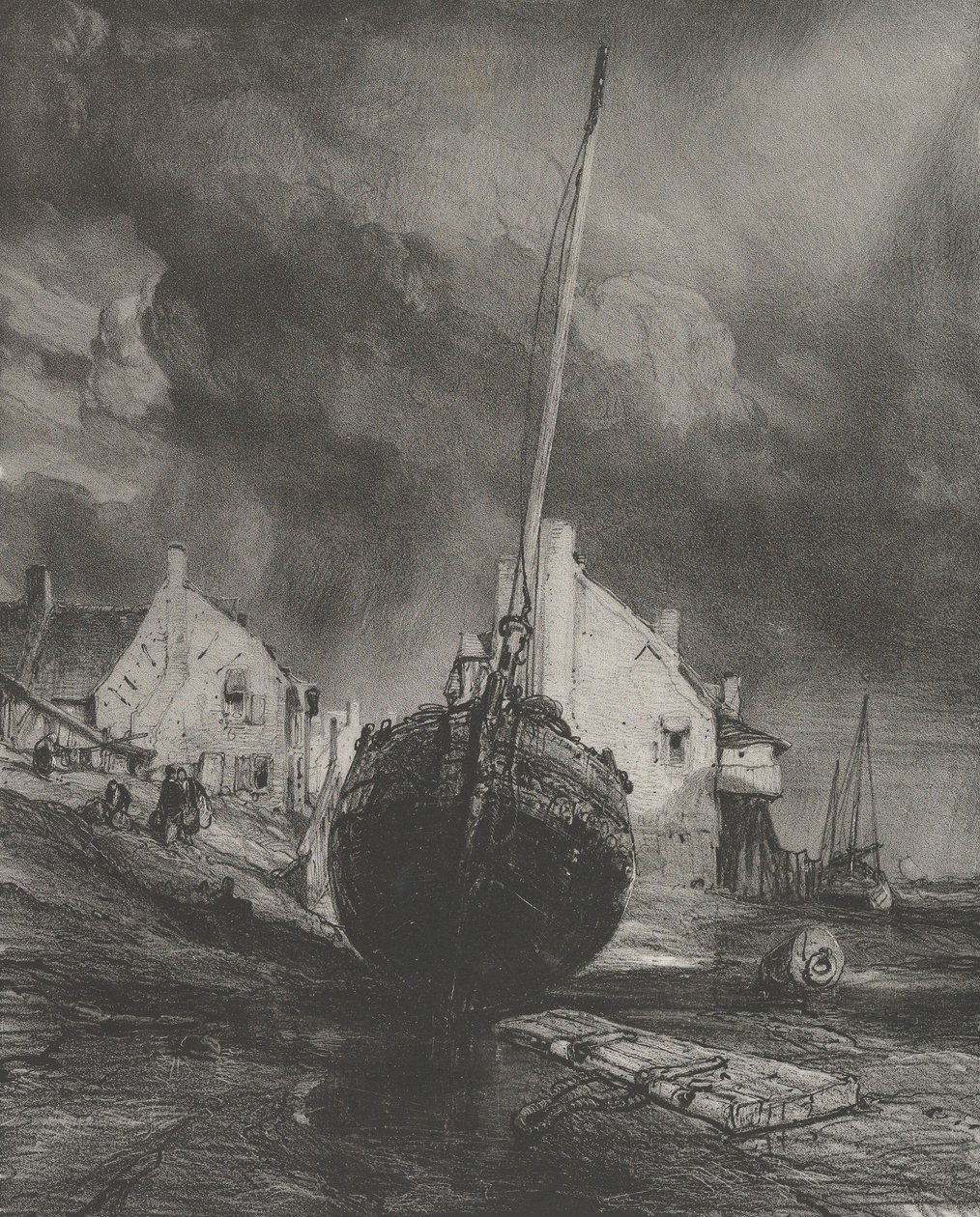 Minde om Saint-Valéry-sur-Somme, 1833. af Eugene Isabey