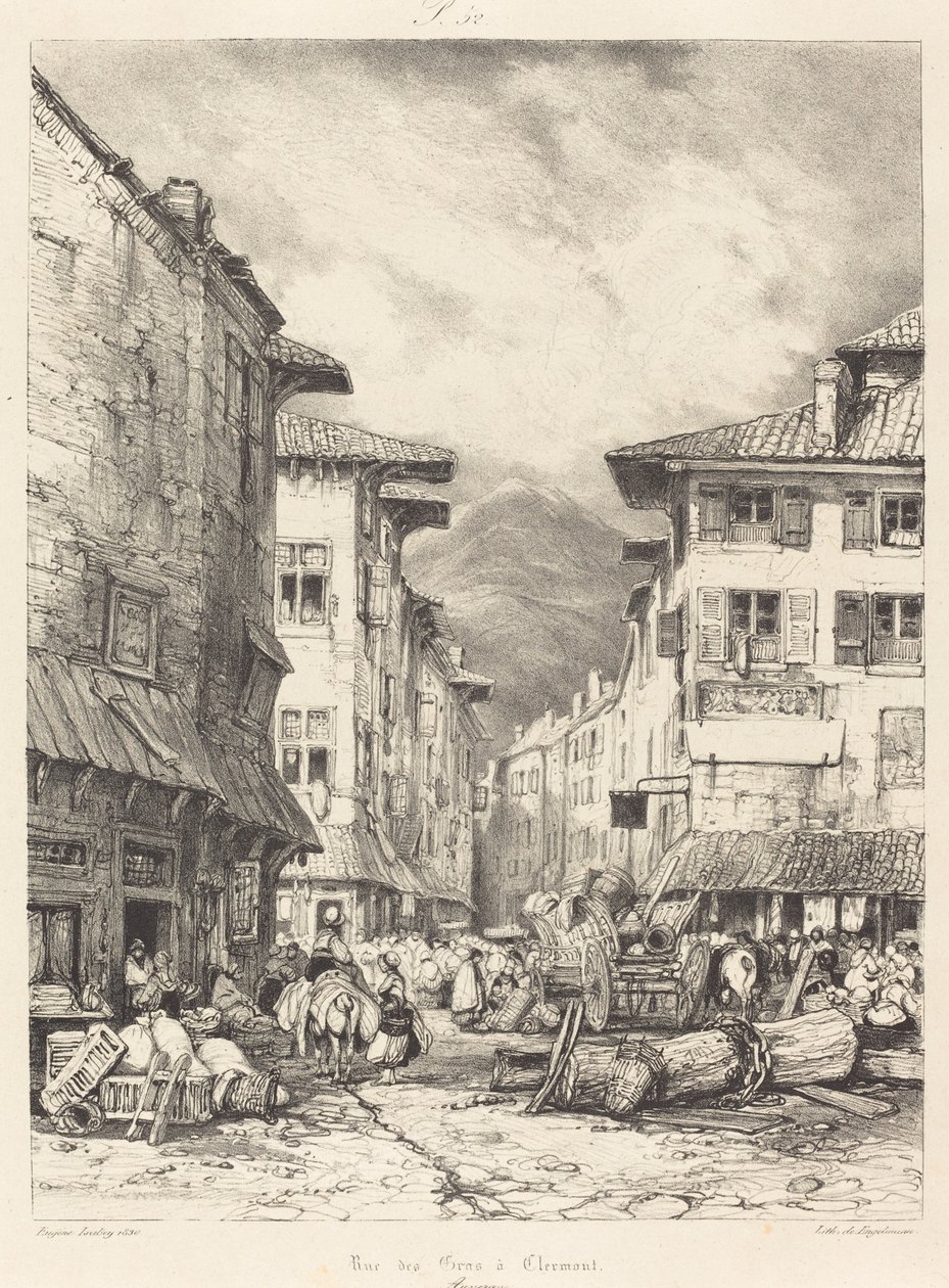 Rue des Gras i Clermont af Eugene Isabey