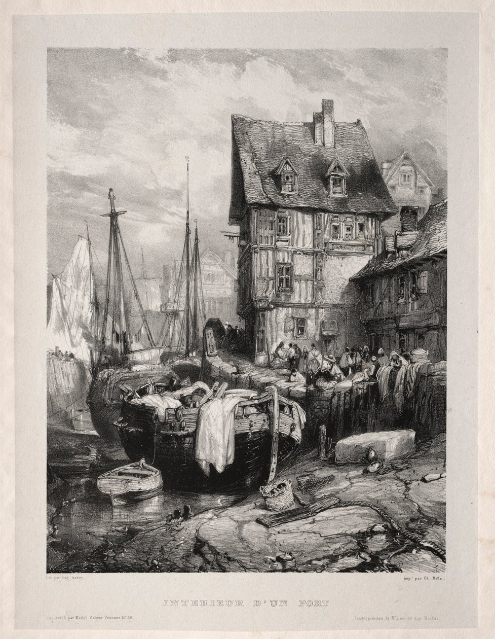 Six Marines: Interior of a Port, 1833. af Eugene Isabey