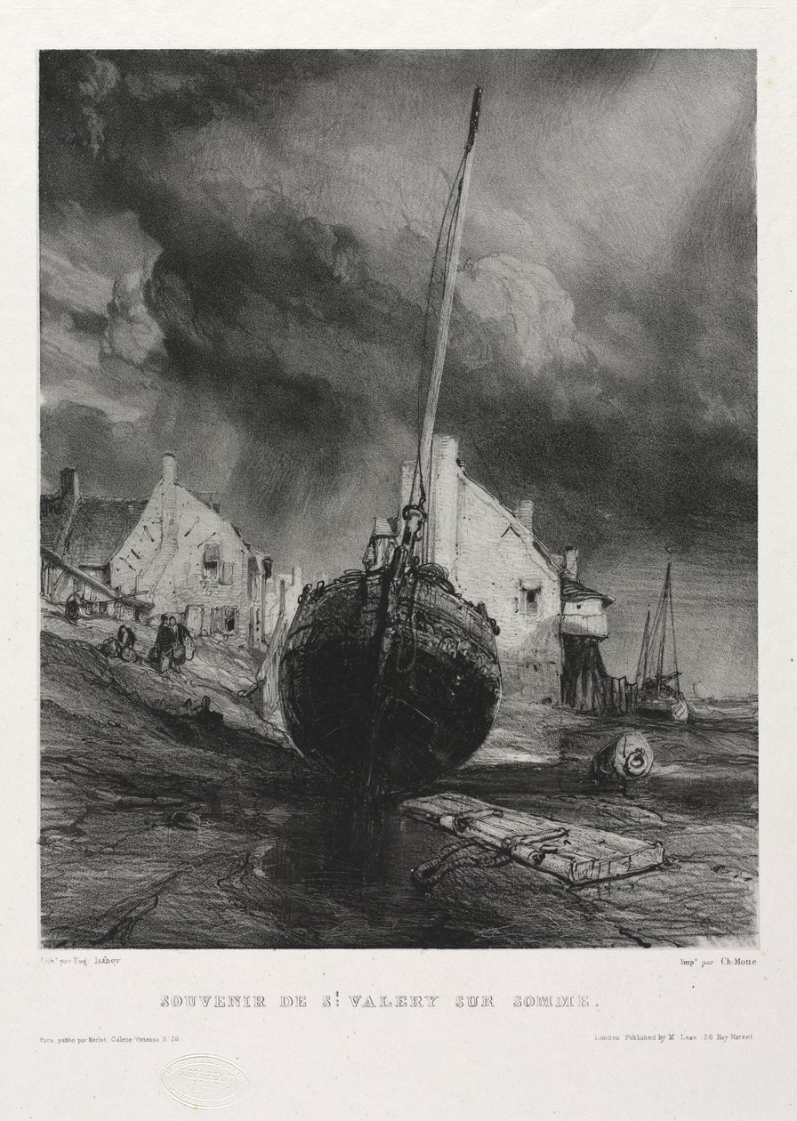 Seks marinesoldater: Souvenir Saint Valéry-sur-Somme, 1833. af Eugene Isabey