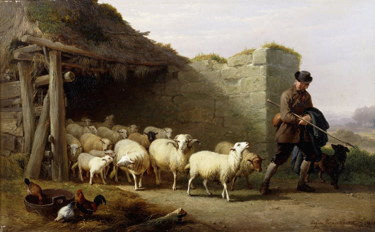 En hyrde og hans flok, 1862 af Eugene Joseph Verboeckhoven
