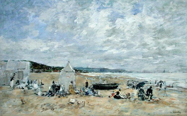 Strandscene (olie på lærred) af Eugene Louis Boudin