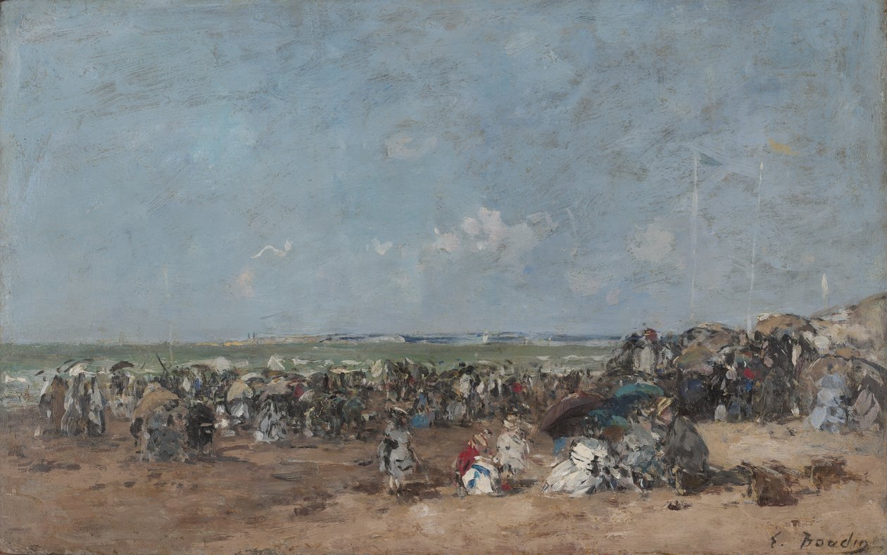 Strandscene i Trouville, ca. 1870-74 af Eugene Louis Boudin