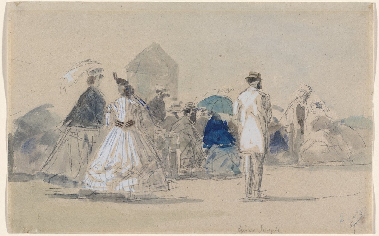 Crinolines på stranden, ca. 1865. af Eugene Louis Boudin