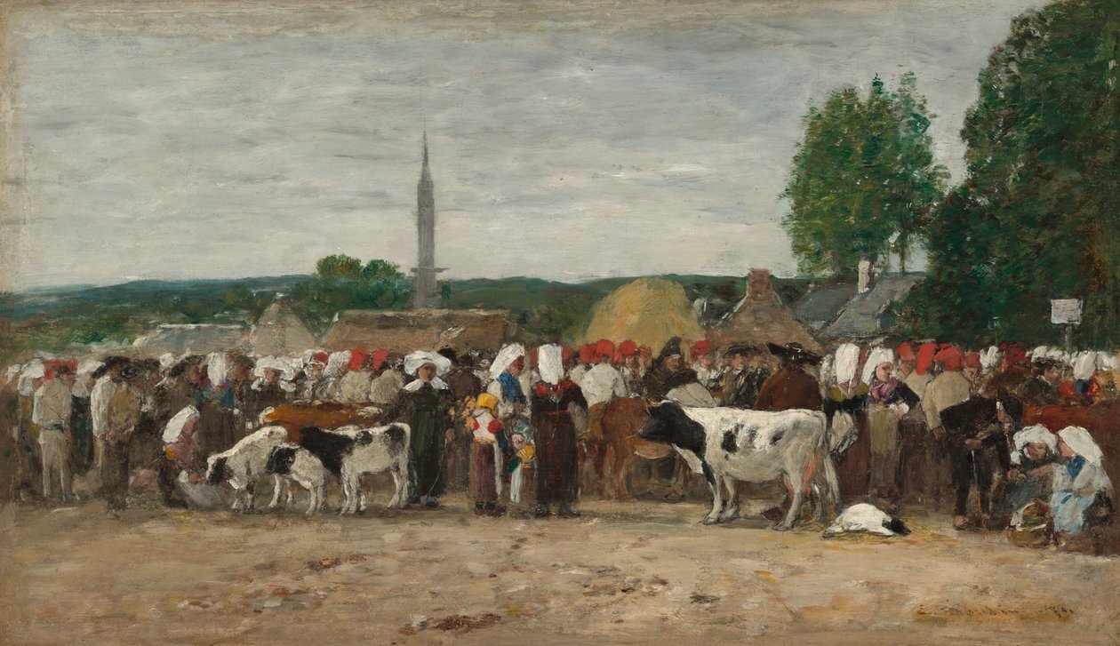 Messe i Bretagne, 1874. af Eugene Louis Boudin