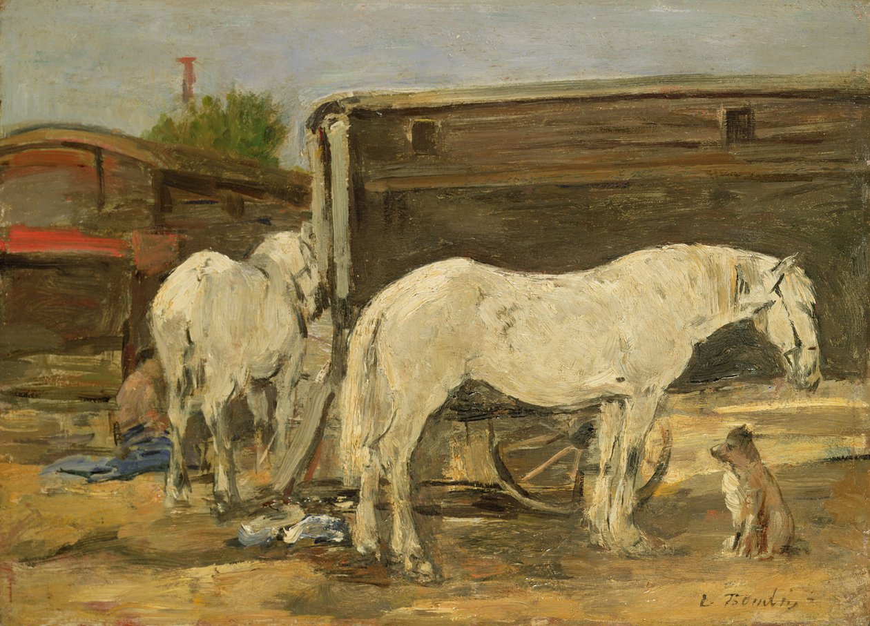 Sigøjnerheste, ca.1885-90 af Eugene Louis Boudin