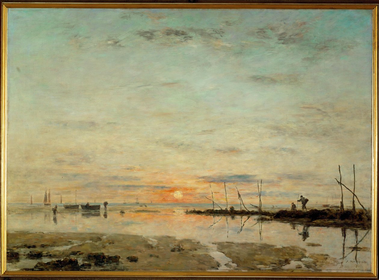 La Havre, solnedgang ved lavvande af Eugene Louis Boudin