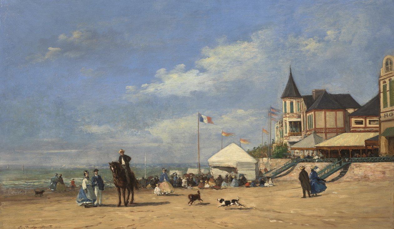 Trouville strand af Eugene Louis Boudin