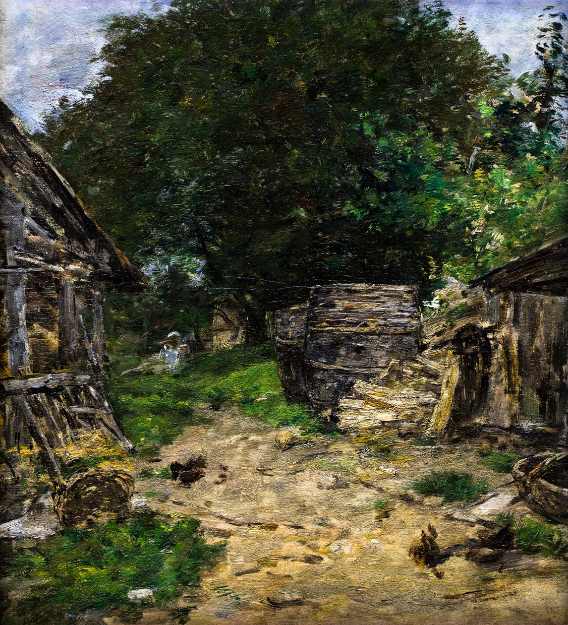 Landskab. Interiør af en bondegård af Eugene Louis Boudin