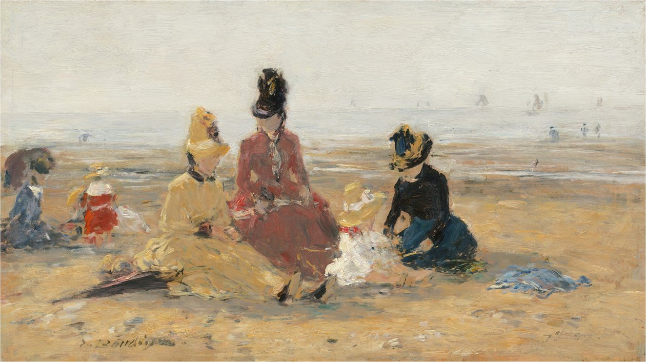 På stranden, Trouville, 1887. af Eugene Louis Boudin