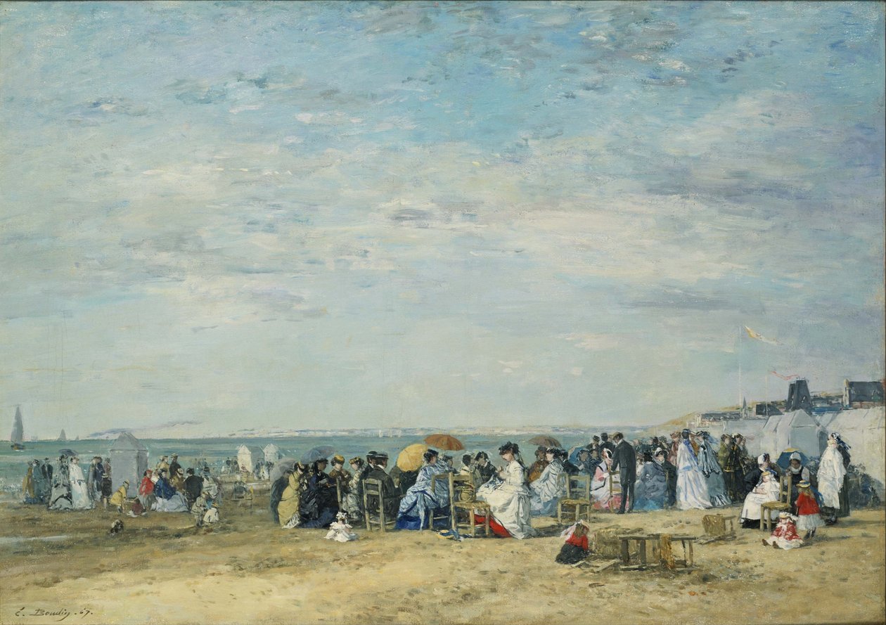 Stranden ved Trouville af Eugene Louis Boudin