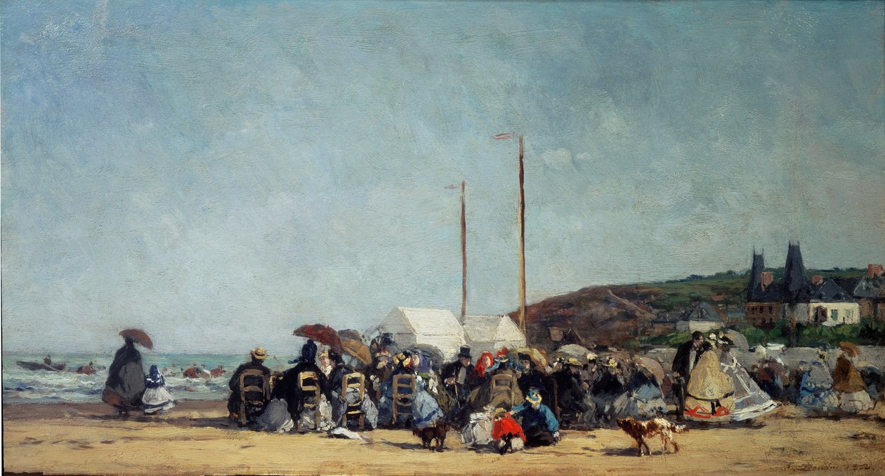Stranden ved Trouville af Eugene Louis Boudin