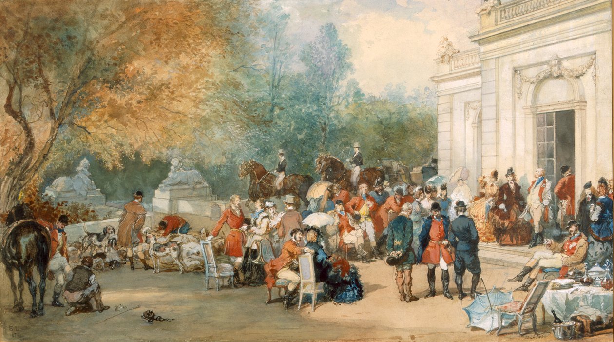 En jagtfrokost i England, 1870 af Eugene Louis Lami