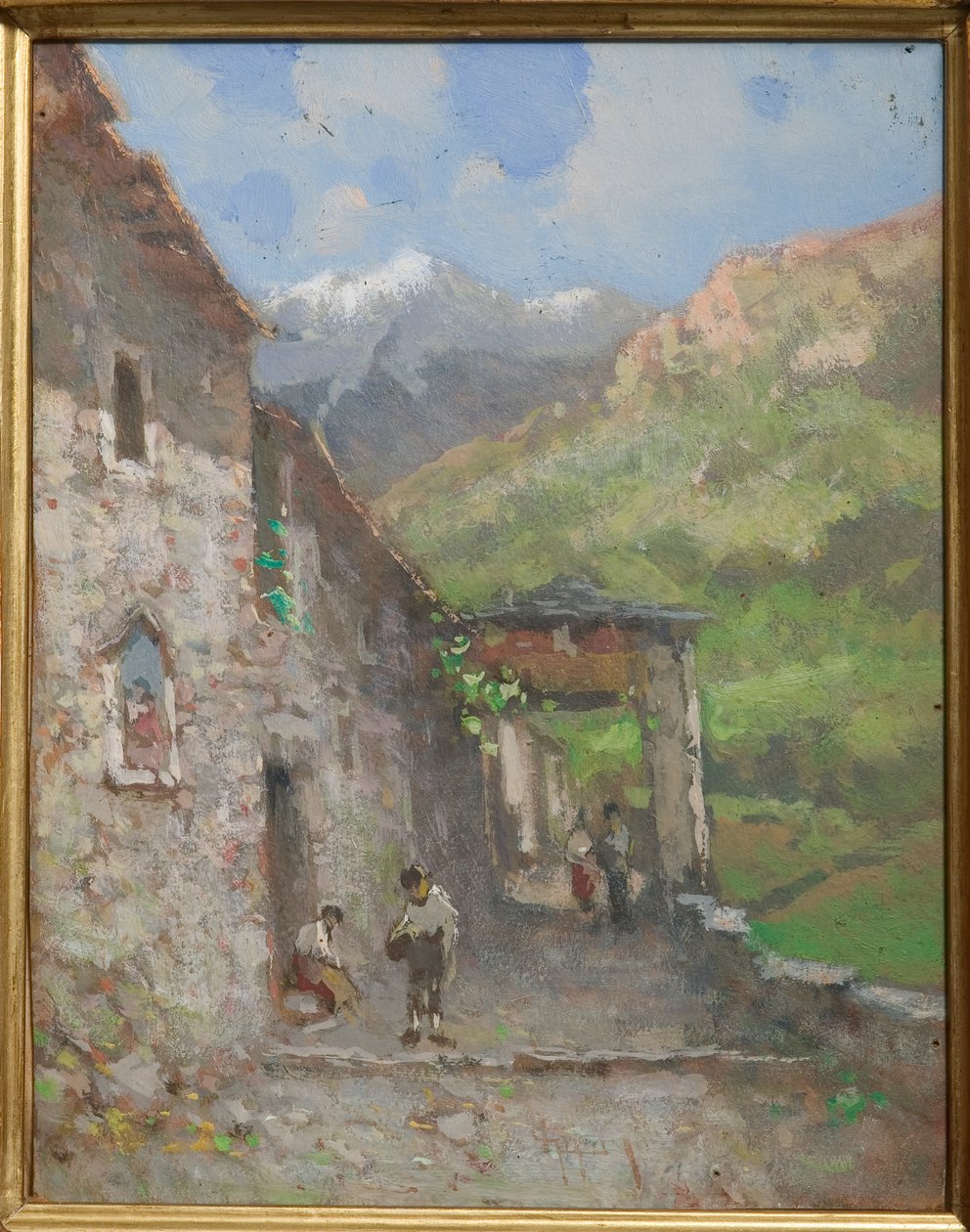 Alpine Village (olie og tempera på pap) af Eugenio Gignous