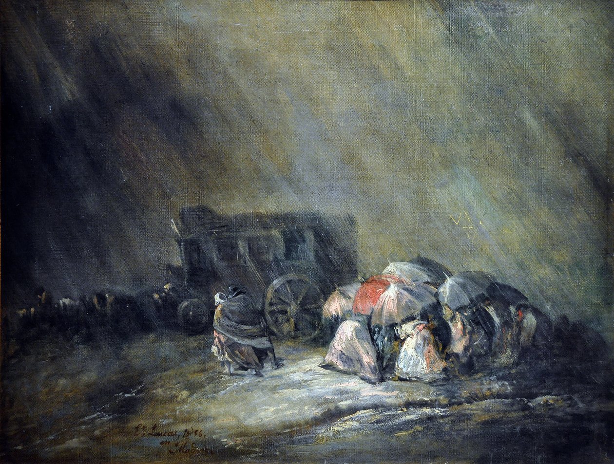 Stagecoach Under the Storm af Eugenio Luca y Velasquez