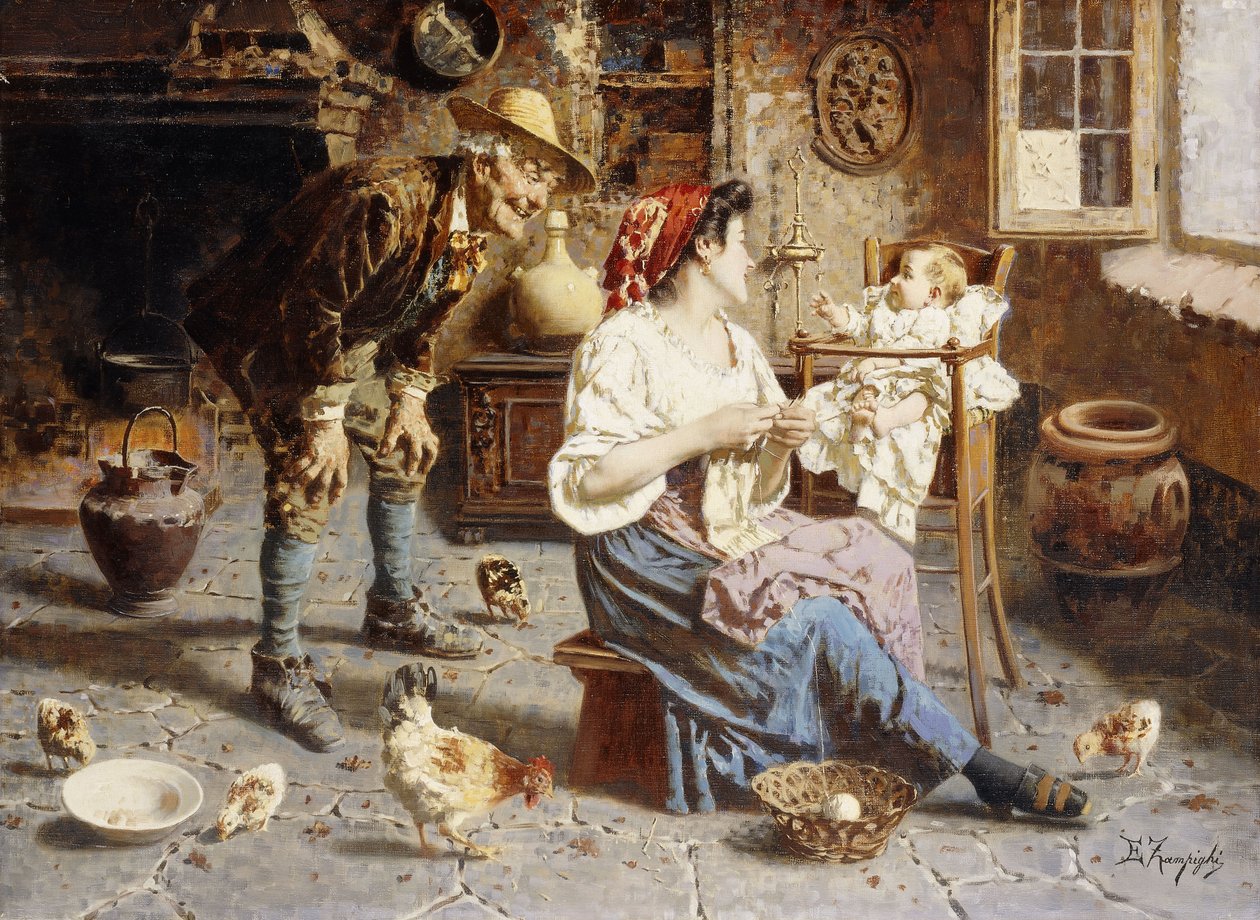 Familielykke af Eugenio Zampighi