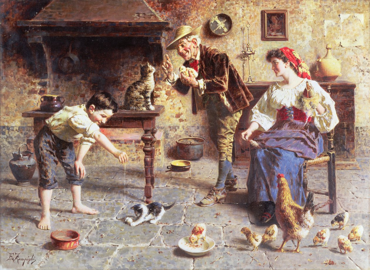 I køkkenet (maleri) af Eugenio Zampighi