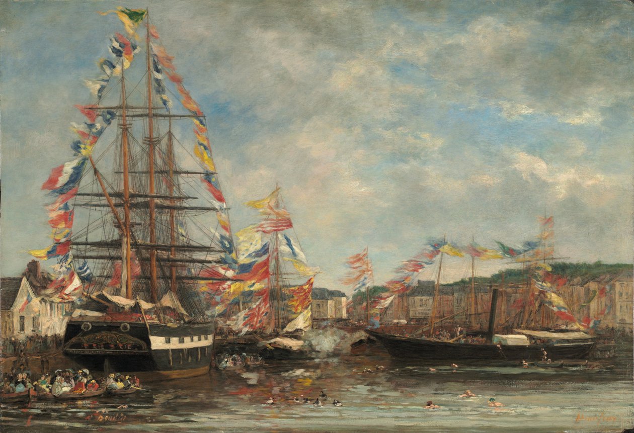 Festival i havnen i Honfleur af Eugène Boudin
