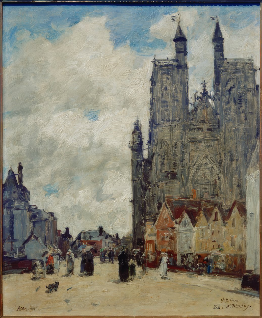 Saint-Vulfran gade og kirke af Eugene Louis Boudin
