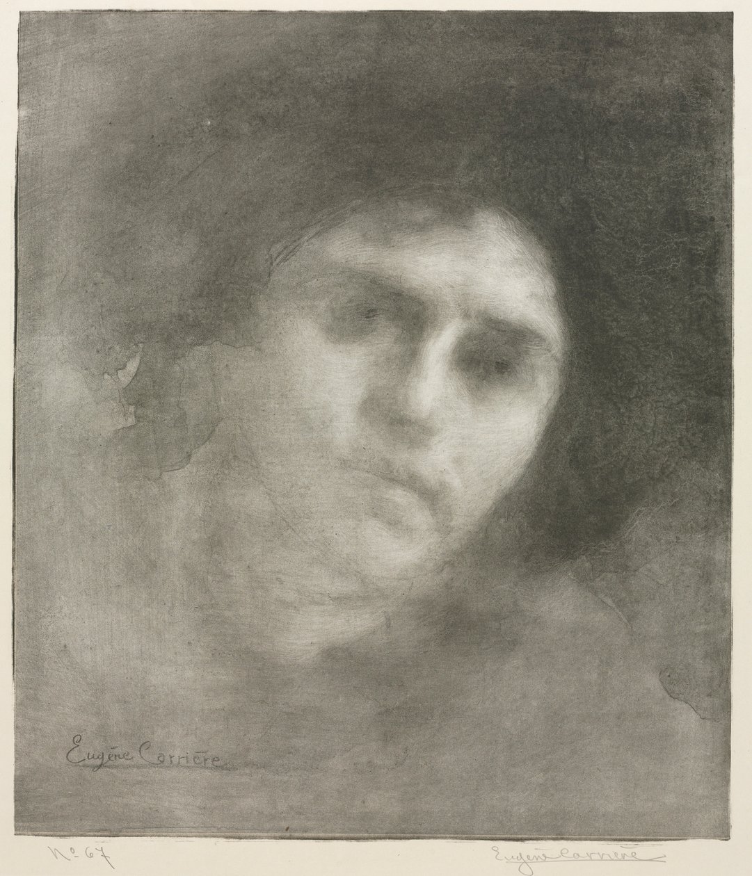 Madame Eugène Carrière stor tallerken, 1893. af Eugène Carrière