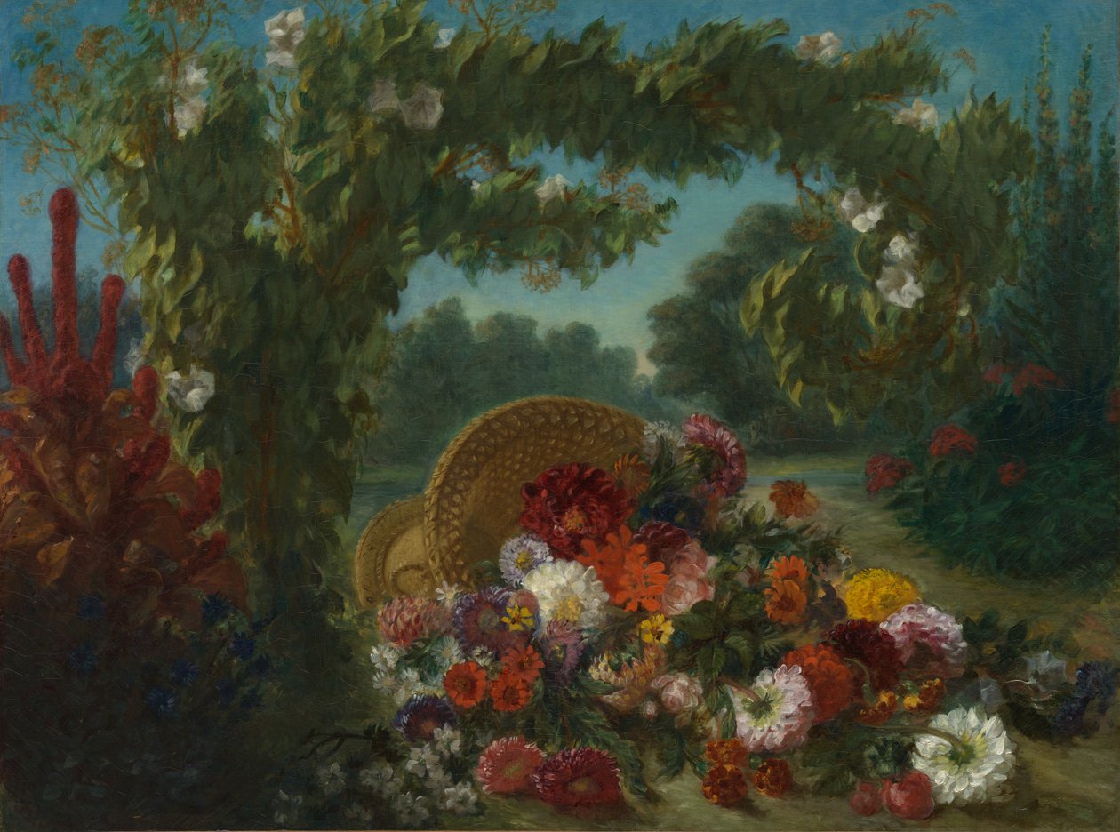 Kurv med blomster, 1848-49. af Eugène Delacroix