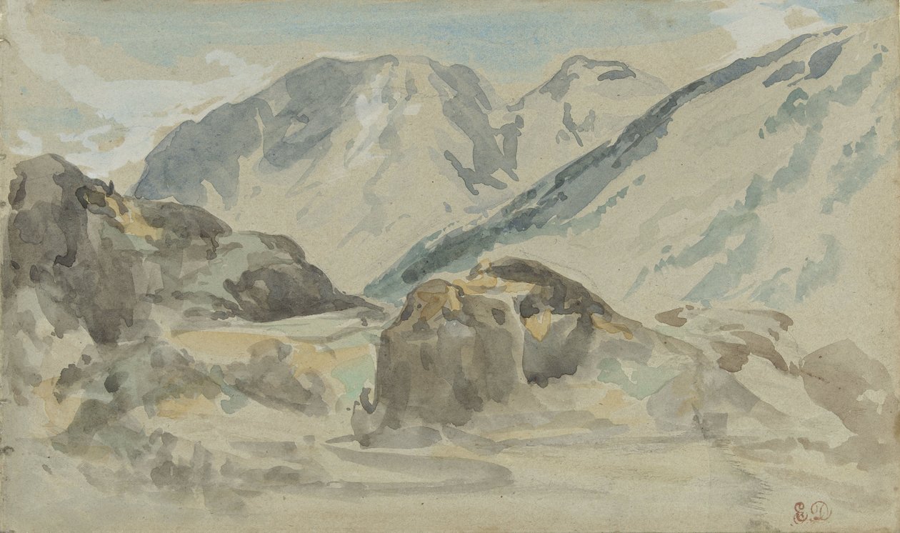 bjerglandskab af Eugène Delacroix