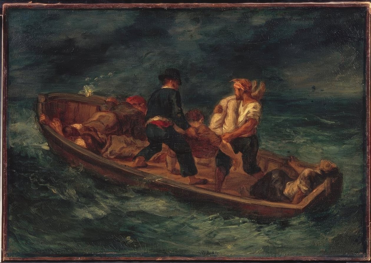Båd med skibbrudne af Ferdinand Victor Eugene Delacroix