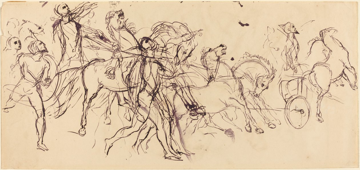 Vognmænd recto og verso. af Eugène Delacroix