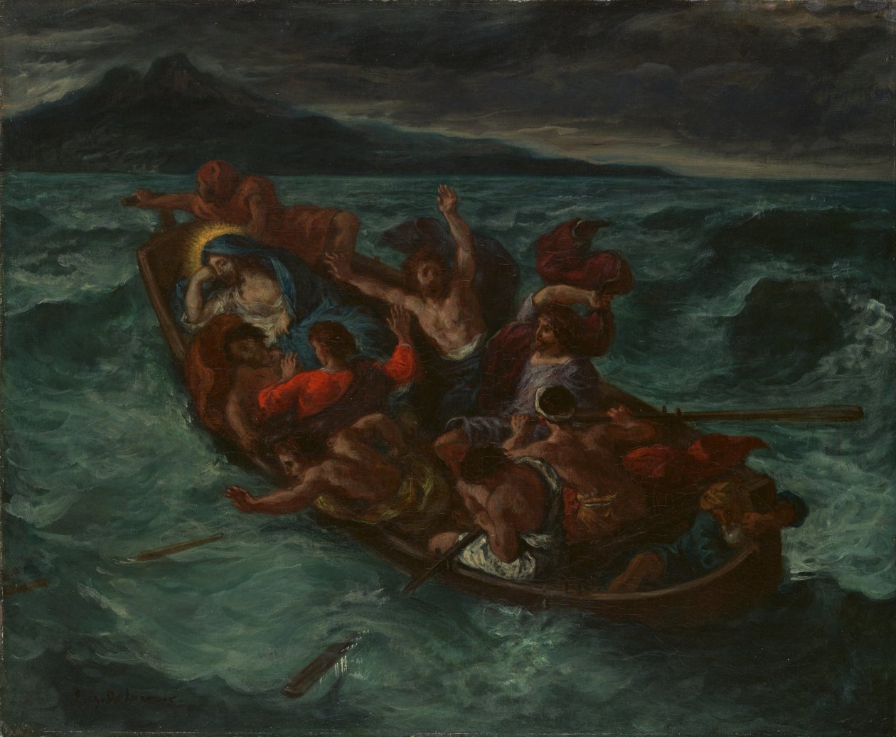 Kristus sov under stormen, ca. 1853. af Ferdinand Victor Eugene Delacroix