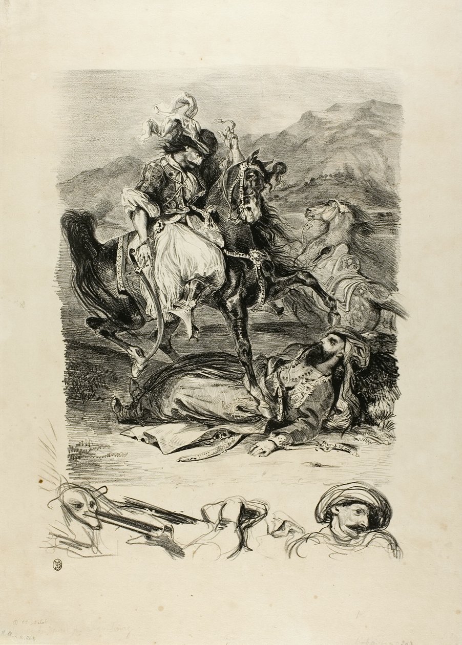 Kamp mellem Giaour og Pashaen af Eugène Delacroix