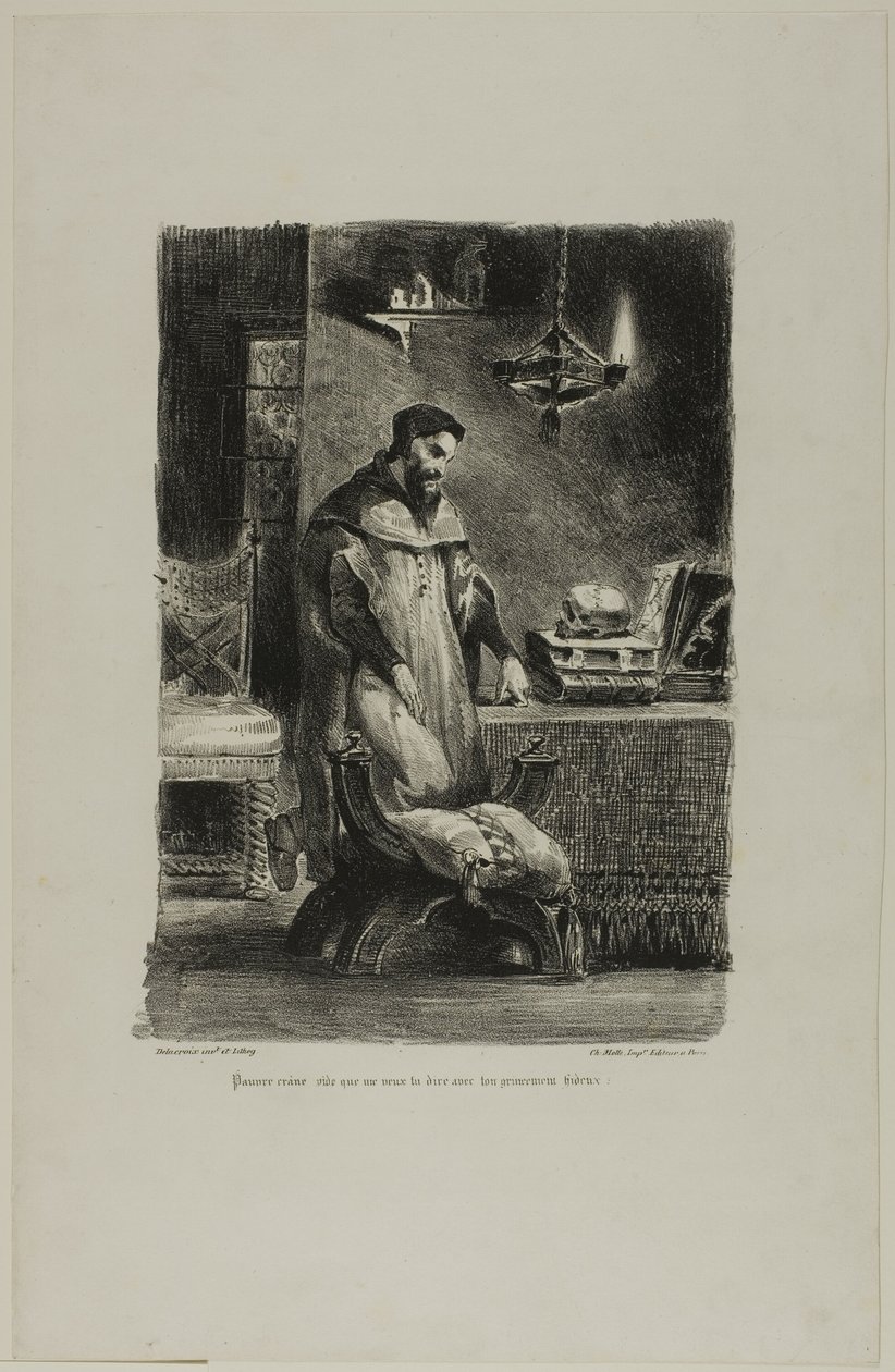 Faust i sit studium, fra Faust af Eugène Delacroix