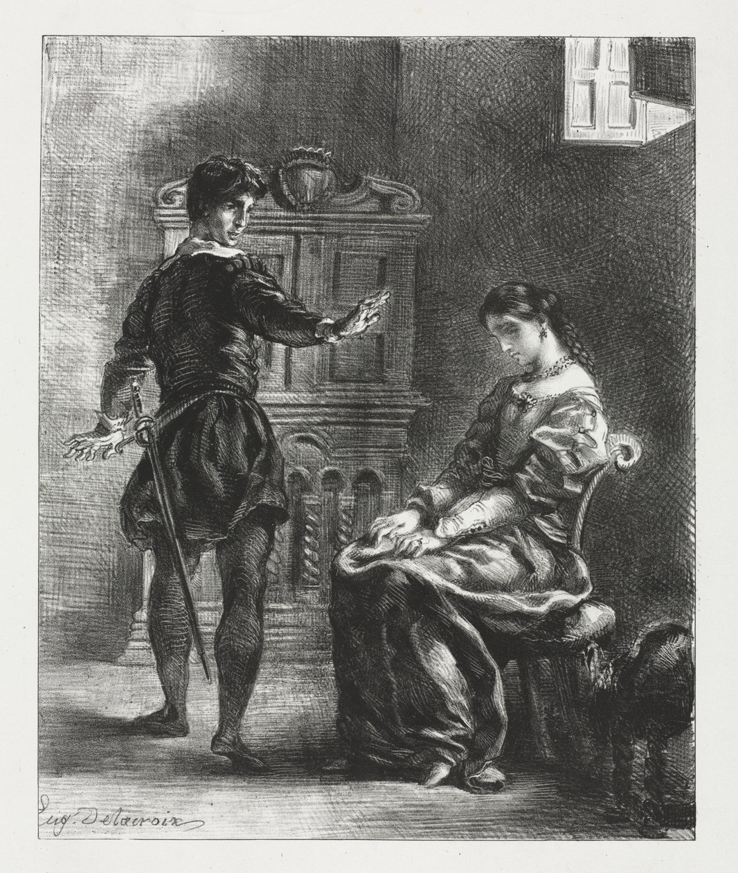 Hamlet: Hamlet og Ophelia af Eugène Delacroix
