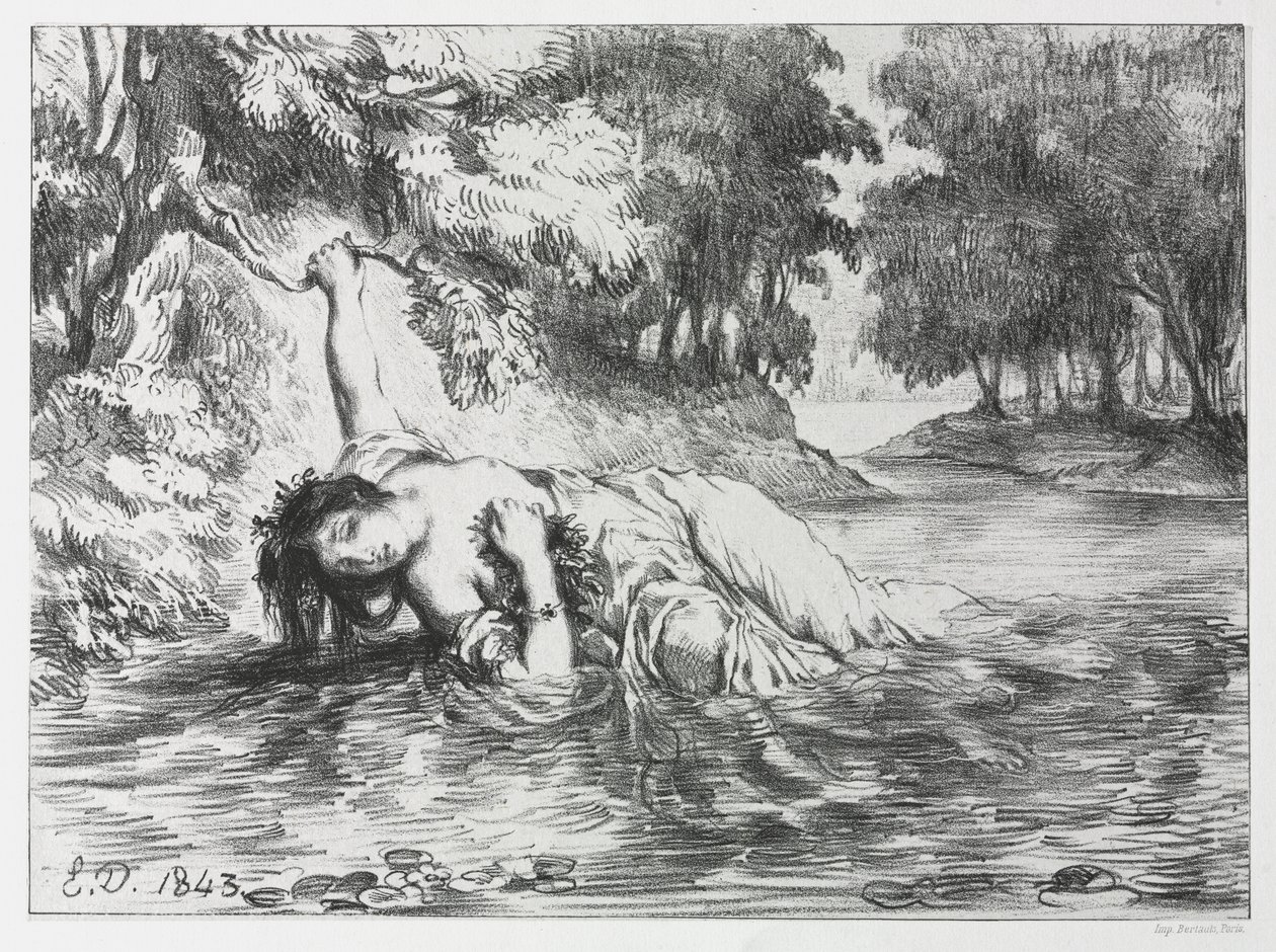 Hamlet: Ophelias død af Eugène Delacroix
