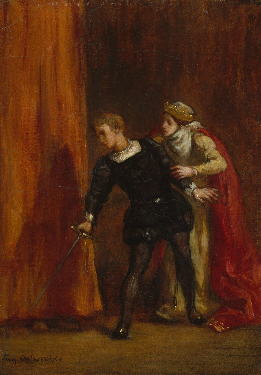 Hamlet og hans mor, 1849. af Ferdinand Victor Eugene Delacroix