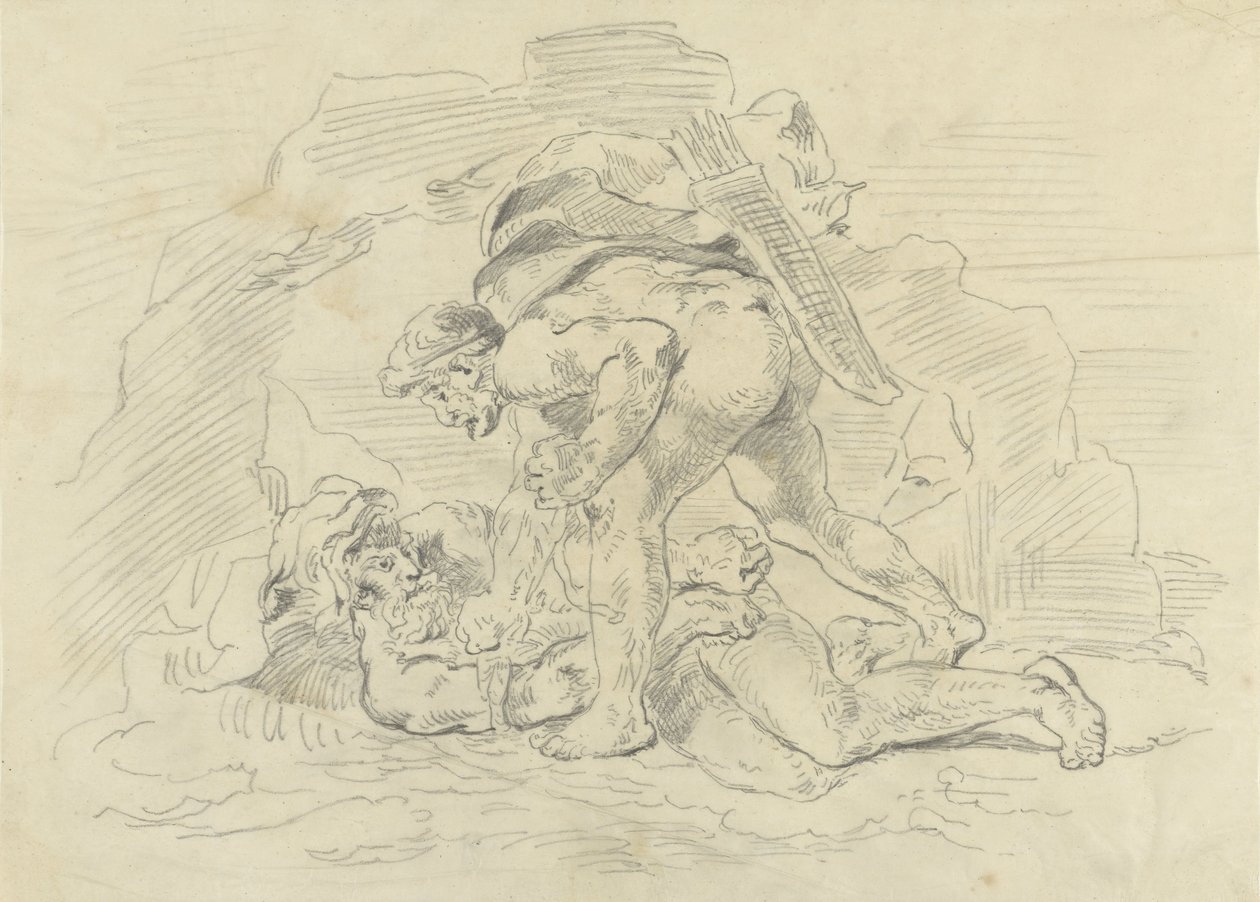 Herkules betager Nereus af Eugène Delacroix