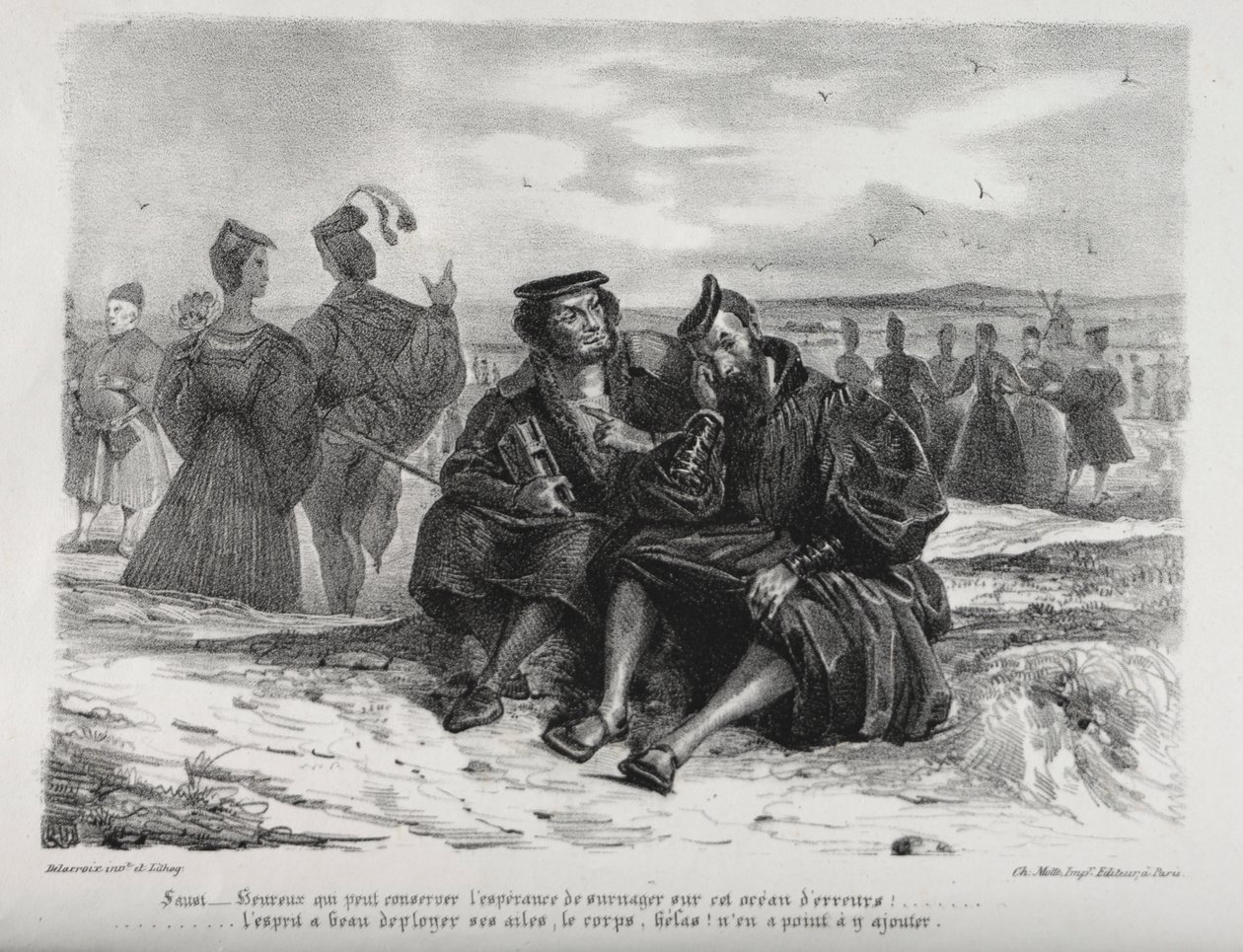 Illustrationer til Faust: Faust og Wagner af Eugène Delacroix