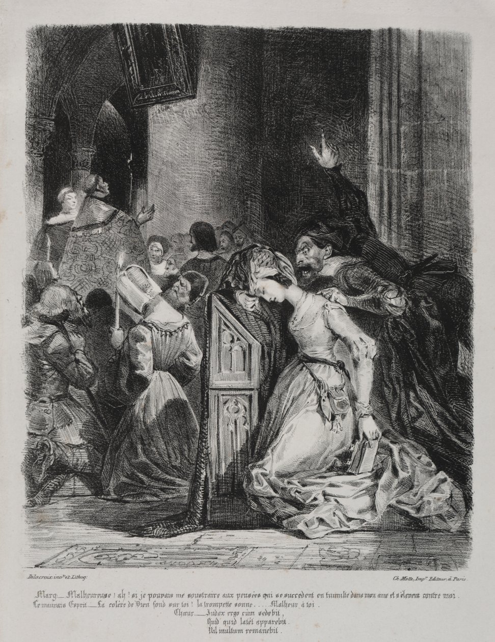 Illustrationer til Faust: Marguerite i kirken af Eugène Delacroix