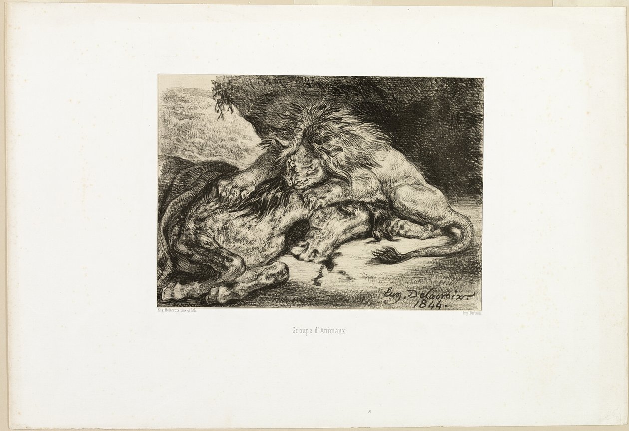 Løve fortærer en hest af Eugène Delacroix