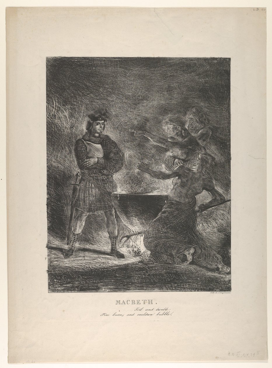 Macbeth Consulting the Witches, 1825., 1825. af Eugène Delacroix