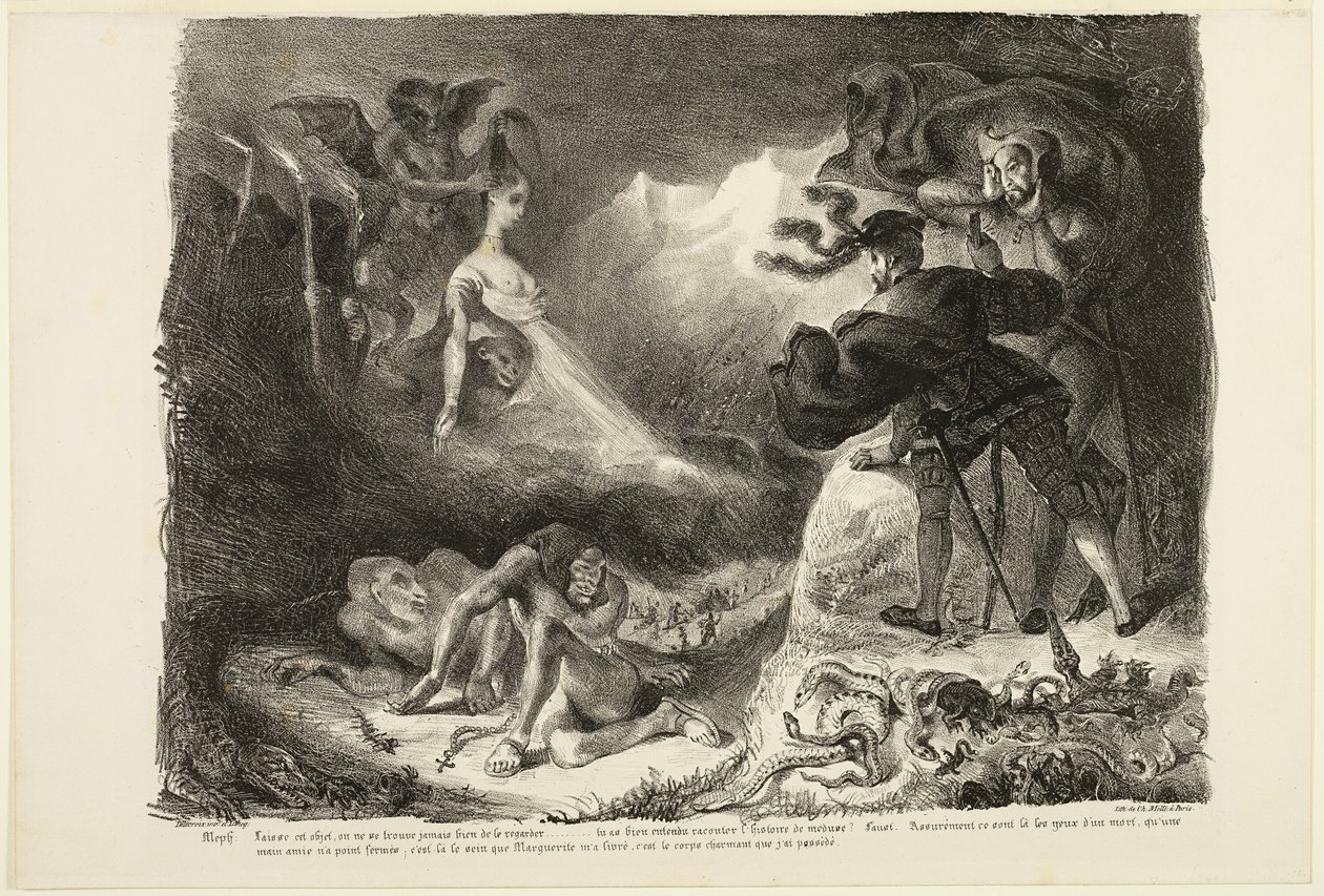 Marguerites spøgelse viser sig for Faust, fra Faust af Eugène Delacroix