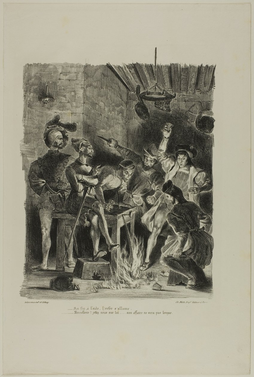 Mephistopheles på studenternes kro, fra Faust af Eugène Delacroix