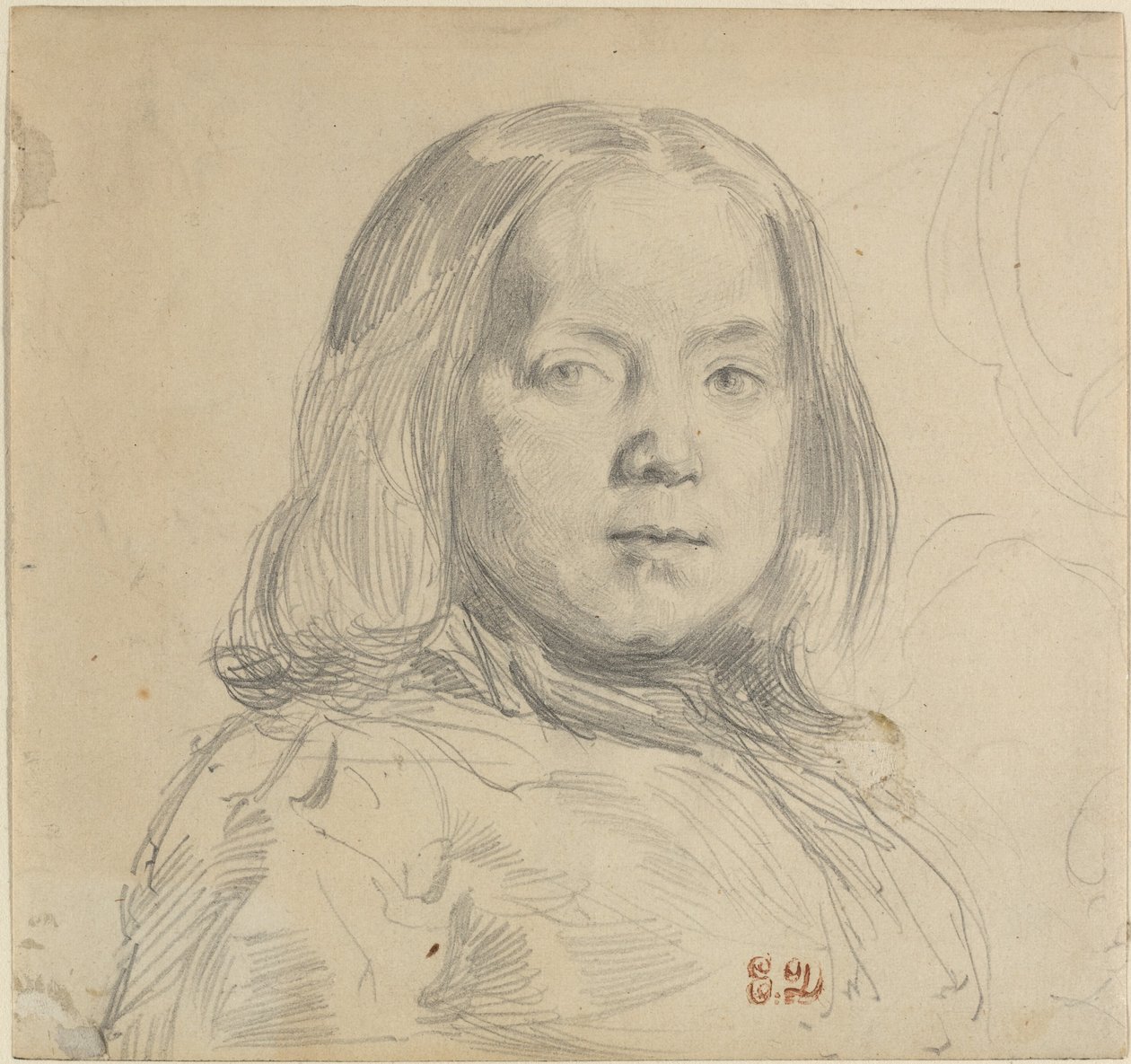 Portræt af et barn. af Eugène Delacroix